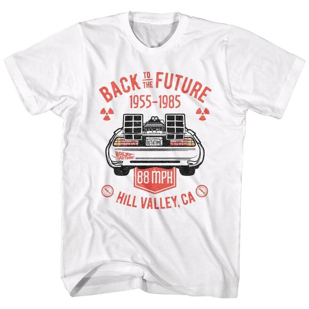 Back To The Future Delorean Back White Adult T Shirt